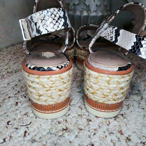 Vince Camuto Marsa Black, Silver & Taupe, Faux Snakeskin Platform Sandals - Picture 6 of 13